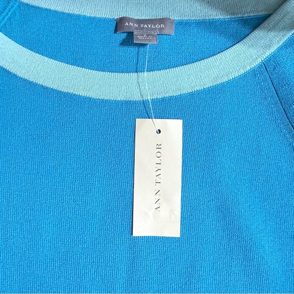 Ann Taylor Blue Cap Sleeve Knit Top Size Small - Picture 6 of 13